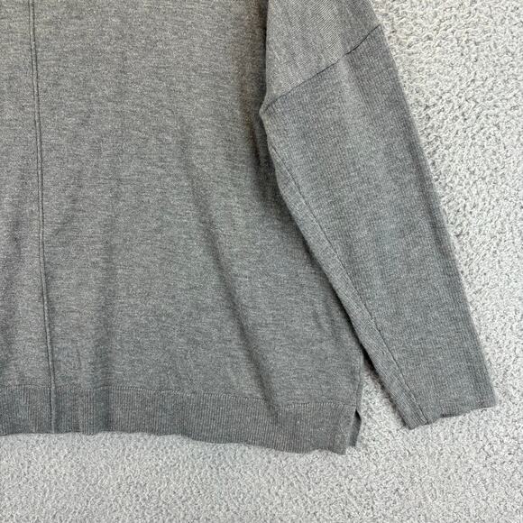 Chicos Sweater XL Gray Cashmere Blend Front Seam Roomy Boxy Casual Comfort LS - Picture 4 of 10